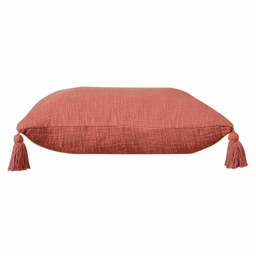 20" X 20" Deep Coral 100% Cotton Zippered Pillow