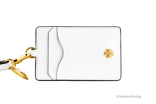 Tory Burch (139338) Emerson Optic White Patent Leather Necklace Lanyard Card Case