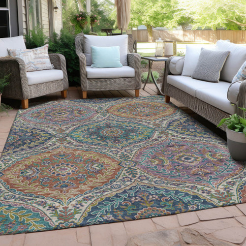 Floral Washable Indoor Outdoor Area Rug