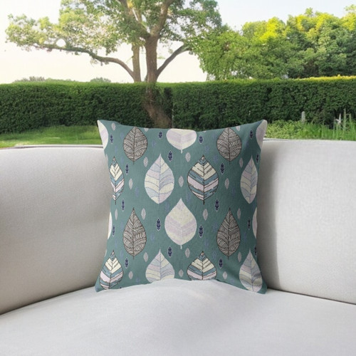 26 Pine Green Leaves Indoor Outdoor Zippered Throw Pillow