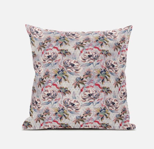 16" Lavender Pink Roses Zippered Suede Throw Pillow