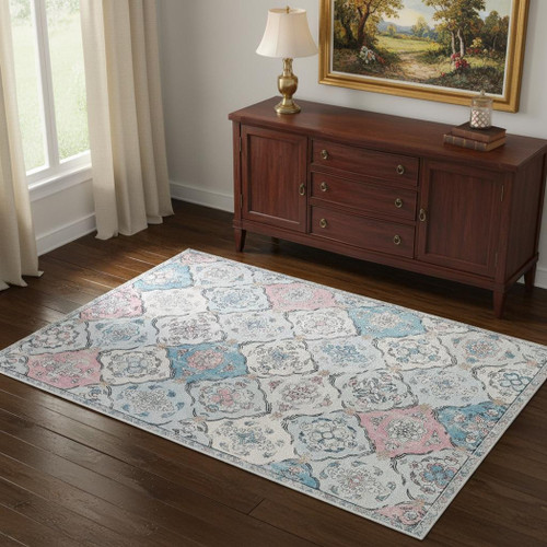 Patchwork Distressed Washable Area Rug