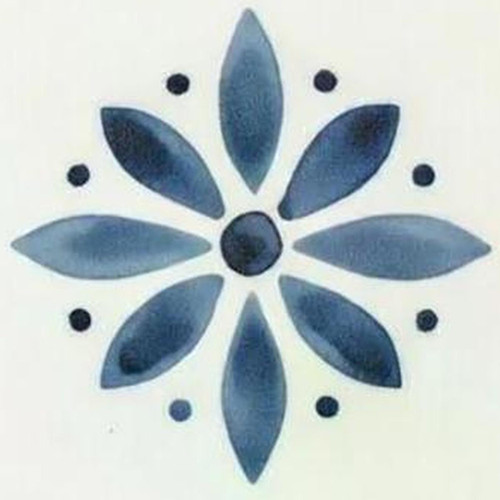 5" x 5" Blue Vinyl Arabesque Peel And Stick Removable Tiles