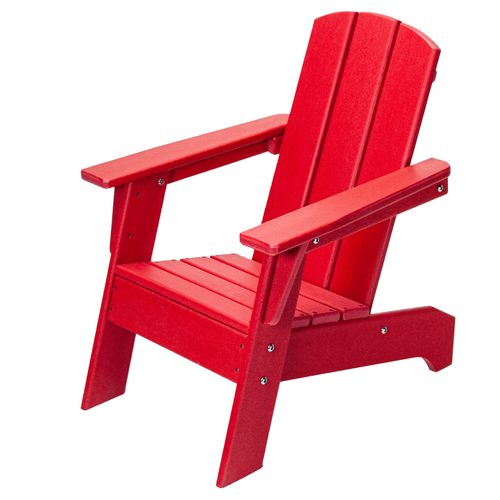 23" Red Heavy Duty Plastic Kid Size Outdoor Adirondack Chair