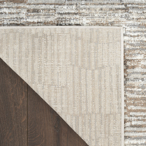 8' Brown and Ivory Abstract Runner Rug