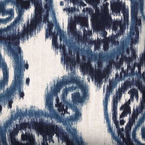 17" X 17" Navy Blue And Cream Zippered Paisley Throw Indoor Outdoor Pillow