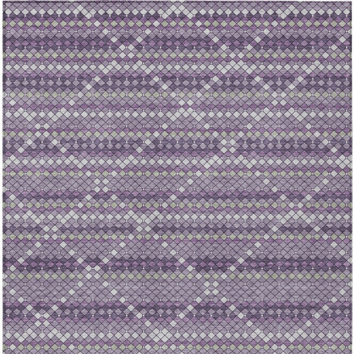 3' X 5' Purple And Lavender Geometric Washable Indoor Outdoor Area Rug