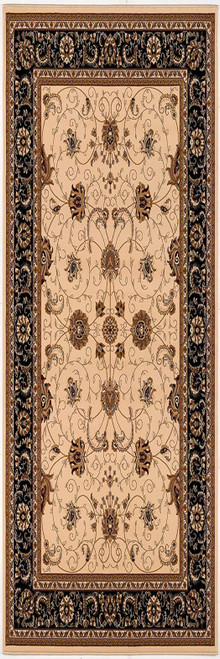 17' Runner Black Tan And Brown Oriental Runner Rug