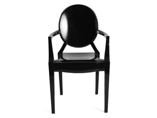 Set of Two Black Acrylic Dining Arm Chairs