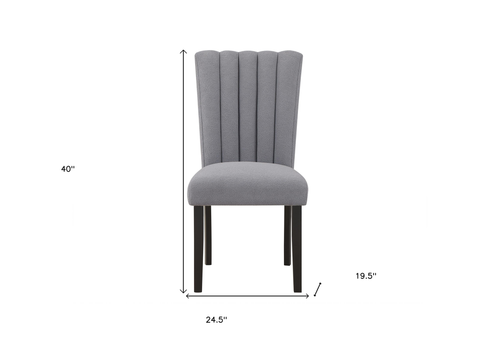 Set of Two 26" Gray and Black Wood and Fabric Counter Height Bar Chairs