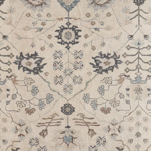 10' X 14' Blue And Ivory Wool Floral Hand Tufted Area Rug