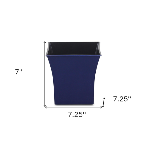 7" Navy Blue Recycled Plastic Indoor Outdoor Square Pot Planter