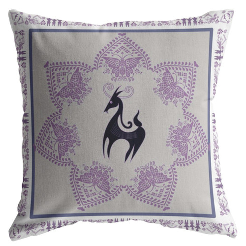 18 Gray Purple Horse Indoor Outdoor Zippered Throw Pillow