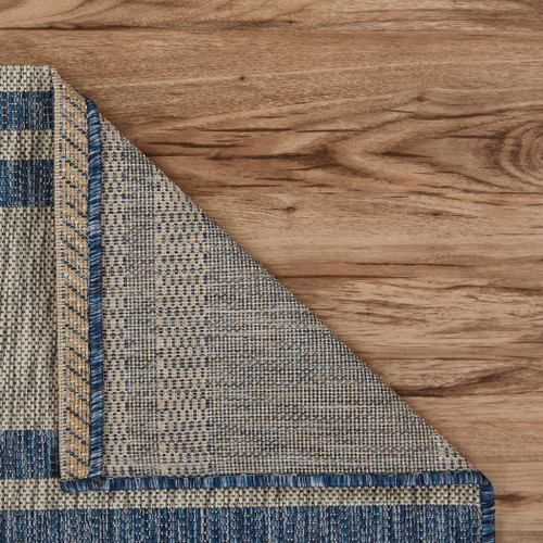 5' X 7' Blue And Gray Indoor Outdoor Area Rug
