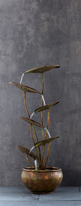 Lotus Fountain with UL Pump 30.5"H Metal
