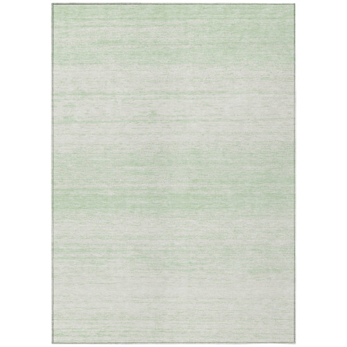 5' X 8' Mint Green And Ivory Striped Washable Indoor Outdoor Area Rug