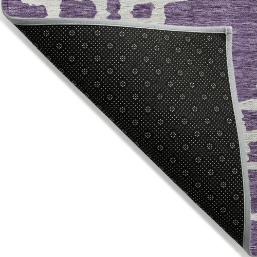 8' X 10' Purple And Ivory Geometric Washable Indoor Outdoor Area Rug