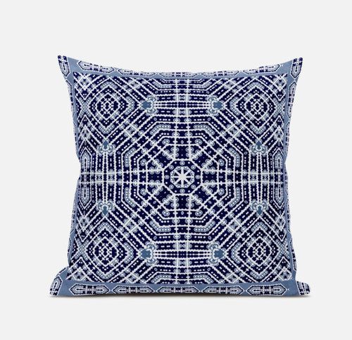 20 Indigo Blue Geostar Zippered Suede Throw Pillow
