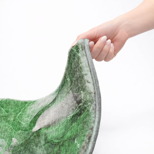 9' X 12' Emerald And Green Abstract Shag Washable Area Rug With UV Protection