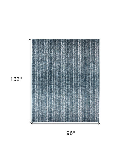 8' X 11' Blue and Ivory Power Loom Area Rug