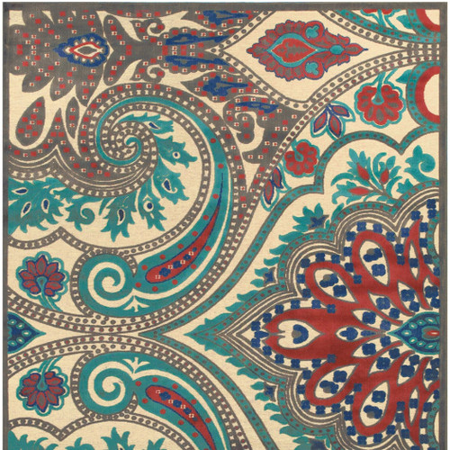 5' X 8' Tan Blue and Taupe Paisley Power Loom Area Rug