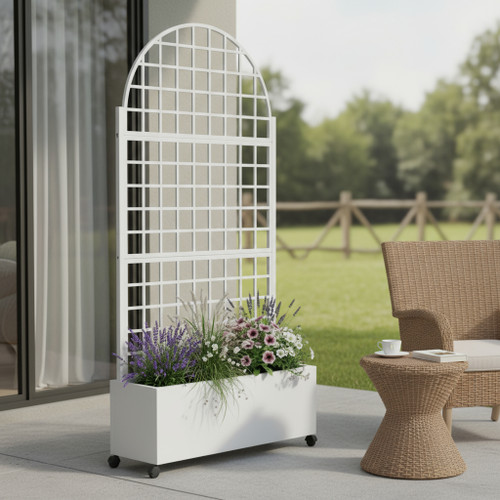 72" X 35" White Metal Rectangular Planter Box