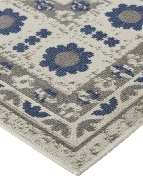 6' X 9' Blue and Gray Oriental Power Loom Area Rug