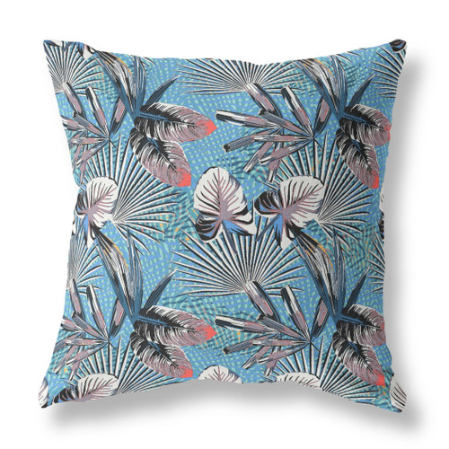 26 Black Blue Tropical Indoor Outdoor Throw Pillow