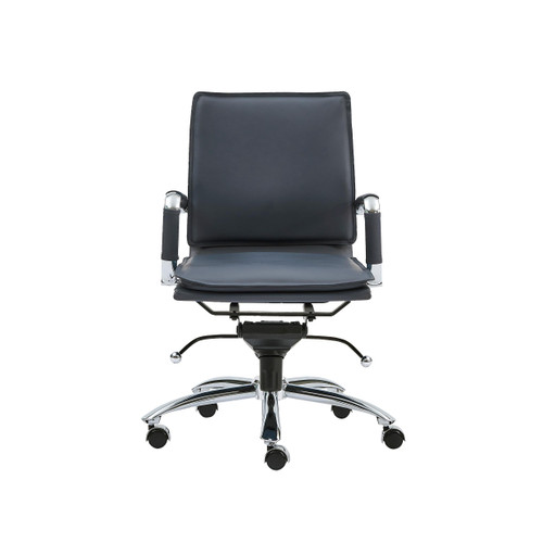 Homeroots Office 25.99" X 26.78" X 38.39" Low Back Office Chair in Blue with Chromed Steel Base