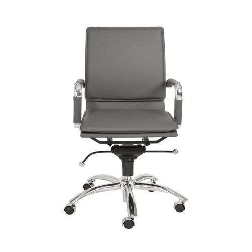 Homeroots Office 25.99" X 26.78" X 38.39" Low Back Office Chair in Gray with Chromed Steel Base