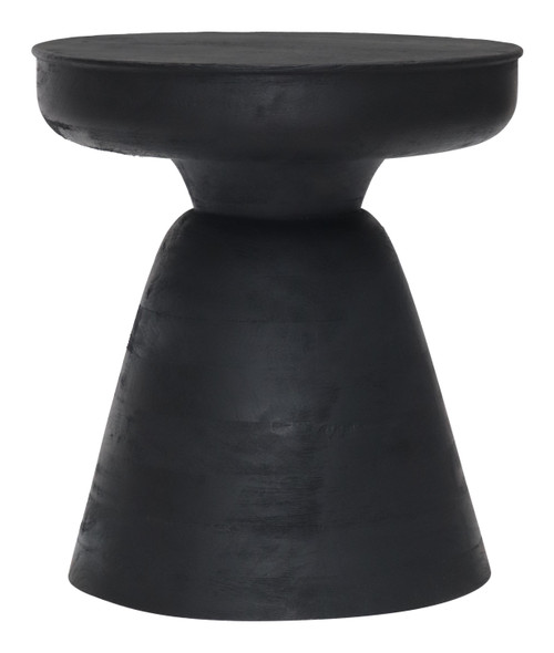 Homeroots Living Room 18" Black Solid Wood Round End Table