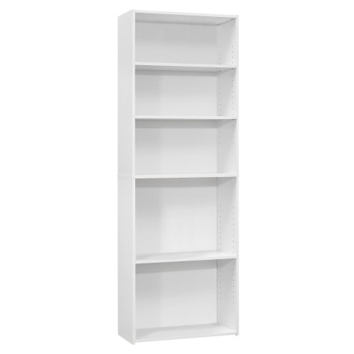 Homeroots Office 5-Shelf Bookcase, White Finish, 71.25 Inches Height