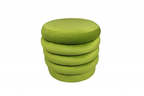 Homeroots Living Room 21" Green Velvet Tufted Round Cocktail Ottoman
