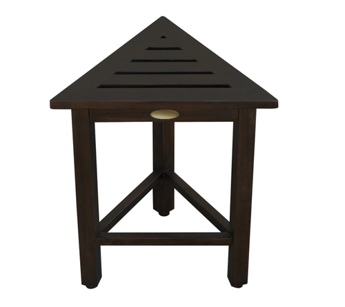 17" Dark Brown Teak Corner Shower Bench