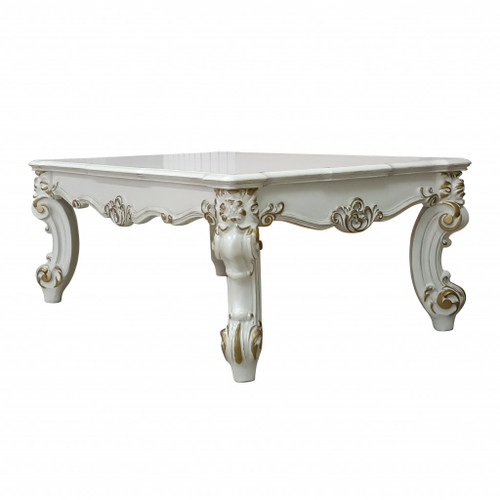 Homeroots Living Room 24" Antique Pearl Manufactured Wood Rectangular Coffee Table