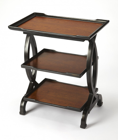 Homeroots Living Room 29" Cherry Manufactured Wood Rectangular End Table with Two Shelves