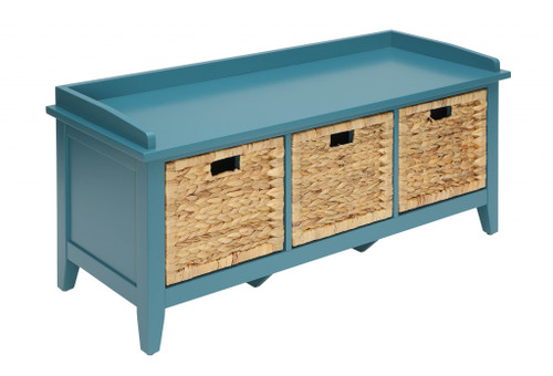 Homeroots Pop Of Color Teal Storage Bench, Teal Color, Rectangular Design