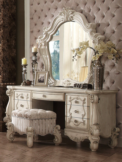 Homeroots 67" X 21" X 31" Bone White Wood Vanity Desk