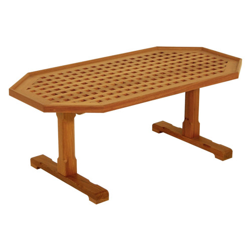 Homeroots Hexagonal Coffee Table, Brown, Solid Teak Wood
