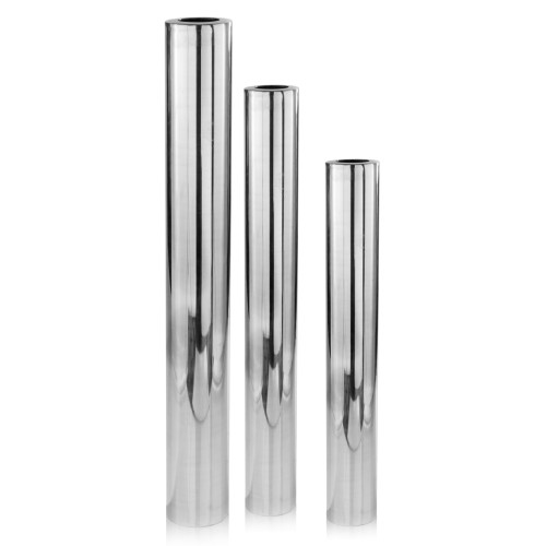 Homeroots Decor Buffed Large Cylinder Tall Floor Vase, Buffed Aluminum Finish