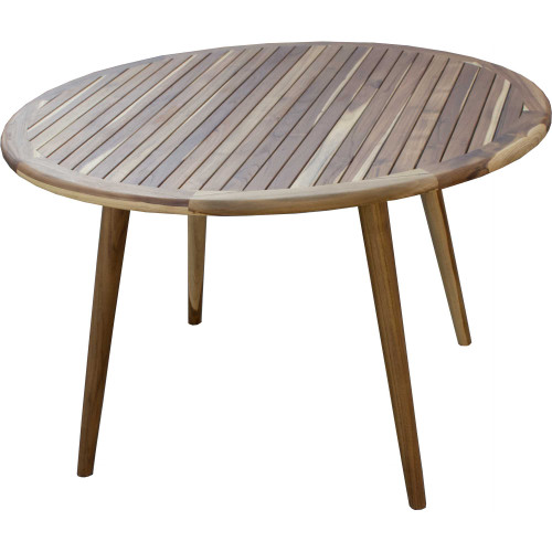 Homeroots Outdoor 37" Round Compact Teak Dining Table, Natural Finish