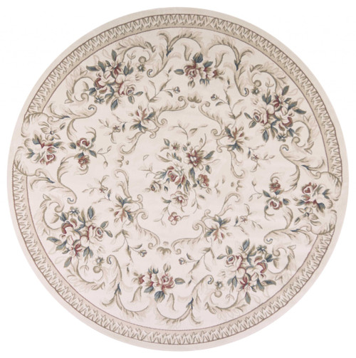 Homeroots Home Decor 8' Round Polypropylene Ivory Area Rug, Ivory, Round