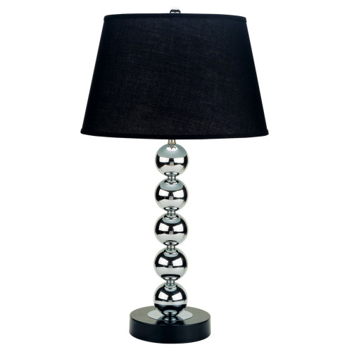 Homeroots Lighting Silver Bauble Table Lamp, Silver Finish, Black Shade