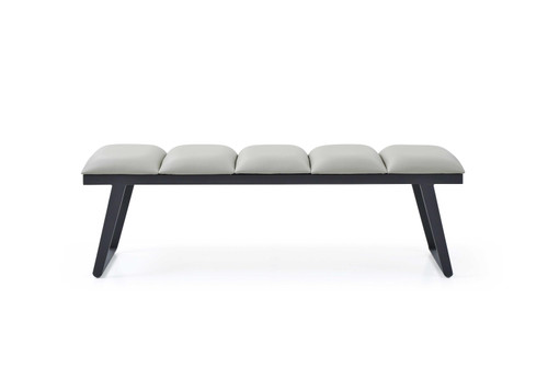 Homeroots Living Room 57" x 16" x 18" Light Grey Faux Leather Bench