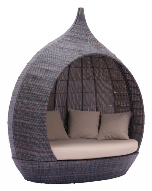 Homeroots Living Room Teardrop Shaped Brown and Beige Daybed