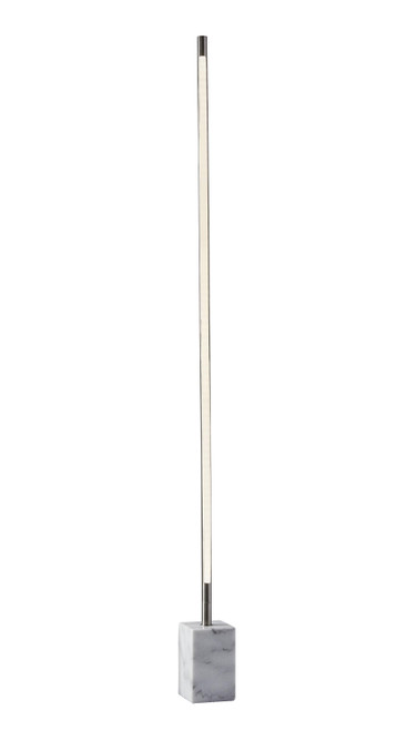 Homeroots Lighting Minimalist Ambient Glow LED Floor Lamp, Brushed Steel Finish, White Marble Base