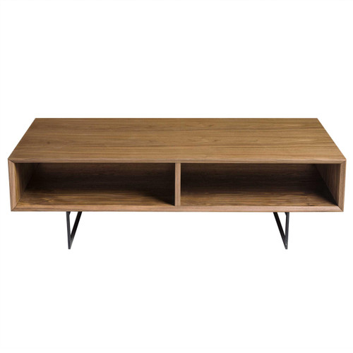Homeroots Living Room Mod Retro Walnut Brown Open Shelving Coffee Table, Walnut Brown