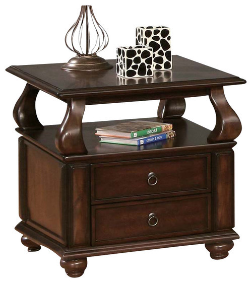 Homeroots Furniture 26" X 28" X 26" Walnut Poplar And Basswood End Table, Walnut Material