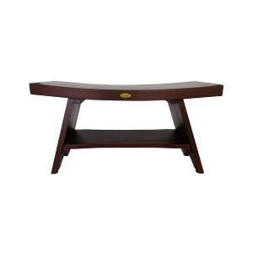 Homeroots Outdoor Contemporary Teak Shower or Bench with Shelf, Gray Finish