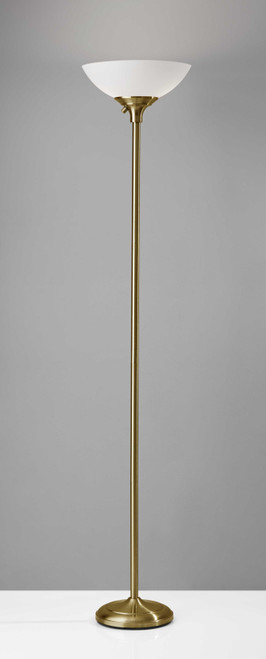 71" Brass With White Plastic Shade